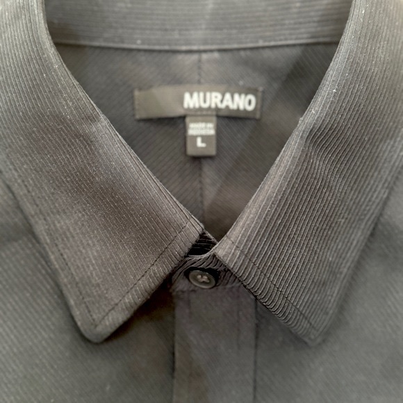 Murano Long Sleeve Button Up Shirt Textured Black Large - Picture 3 of 6